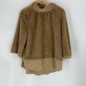 Vince Camuto eyelash gold tone shimmer boxy  top